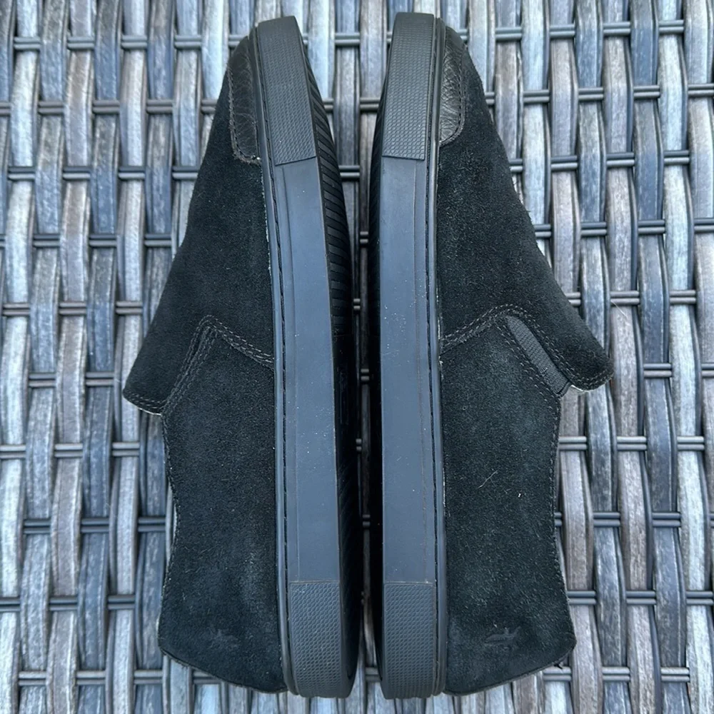 FRYE Gemma Black Suede Shearling Lined Slip-on Sneakers
